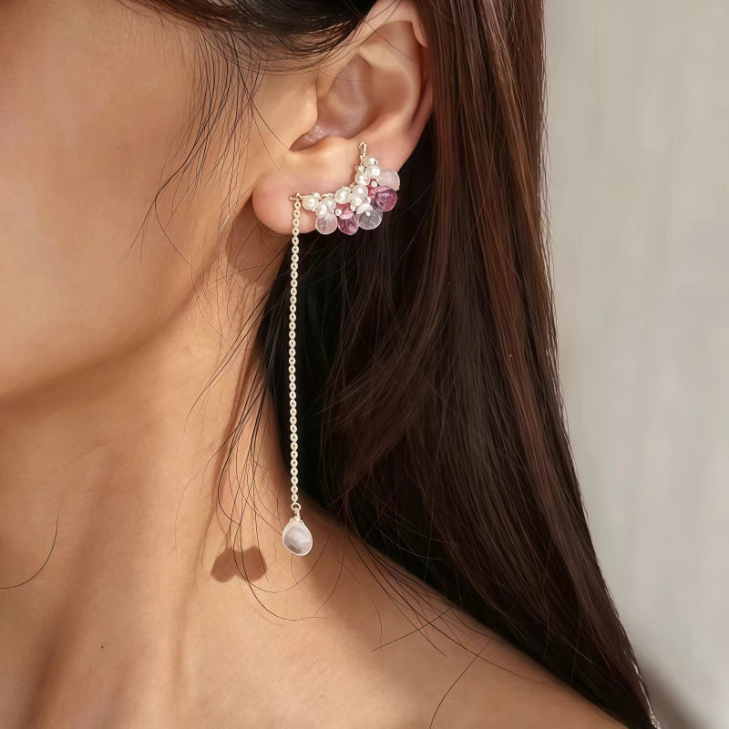Rose Quartz Fairy-Tale Princess Asymmetrical Earrings – Romance & Confidence