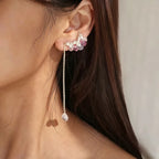 Boucles d'oreilles asymétriques en quartz rose, Princesse Conte de fées – Romance & Confiance