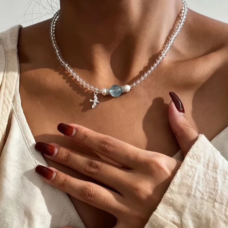 Clear Brave Wings Necklace - Courage Necklace