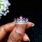 Natural Amethyst Crown Ring – Calm Mind, Clear Luck