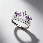 Natural Amethyst Crown Ring – Calm Mind, Clear Luck