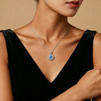 Natural Aquamarine Necklace, Pure Silver Collarbone Chain
