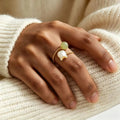 Hetian Jade Twist Band Flower Ring - Calm Energy, Lasting Luck