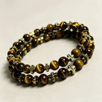 Vintage Cross Tiger Eye Beaded Bracelet - Wealth Attracting