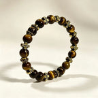 Vintage Cross Tiger Eye Beaded Bracelet - Wealth Attracting