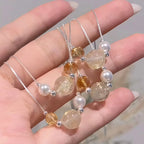 Collier Citrine et Quartz Rutile Doré – Attirez la Richesse et le Succès Professionnel, Pleine Énergie Positive