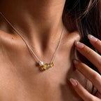 Collier Citrine et Quartz Rutile Doré – Attirez la Richesse et le Succès Professionnel, Pleine Énergie Positive