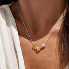 Collier Citrine et Quartz Rutile Doré – Attirez la Richesse et le Succès Professionnel, Pleine Énergie Positive