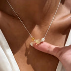Collier Citrine et Quartz Rutile Doré – Attirez la Richesse et le Succès Professionnel, Pleine Énergie Positive