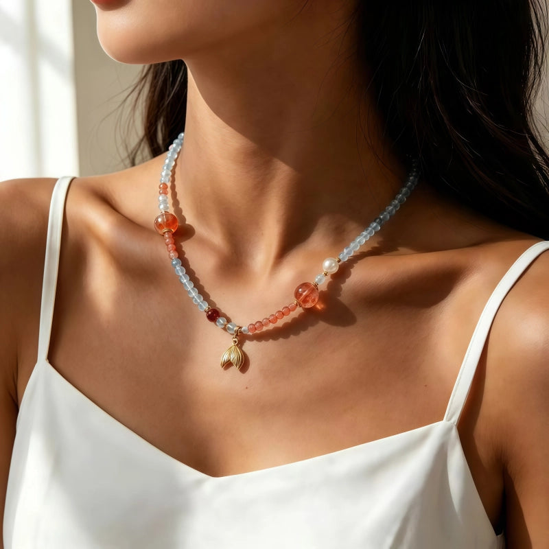 Aquamarine & Multi-Stones Necklace– Calm Mind, Open Heart, Attract Balance
