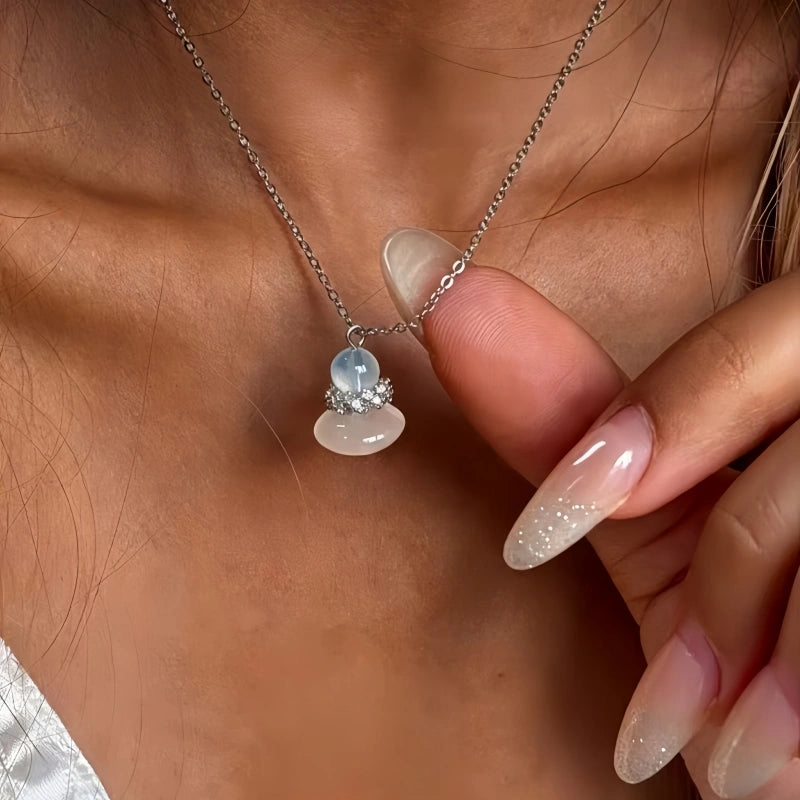 Natural Aquamarine & Agate Necklace - Balances Water Element, Improves Communication, Calms Mood