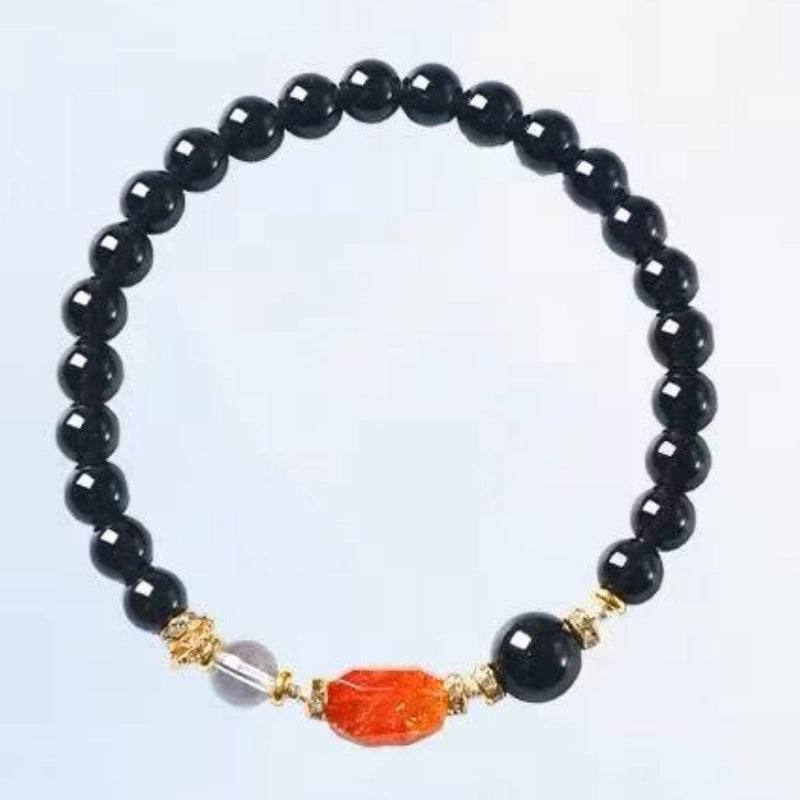 Bracelet en obsidienne naturelle Équilibre Eau Feu