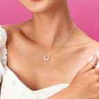 Starry Moon Full Diamond Silver Necklace - Embodying Gentle Celestial Proctection
