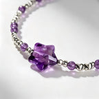 Natural Amethyst Bracelet, Simple Purple Star Women's Bracelet