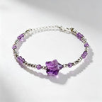 Natural Amethyst Bracelet, Simple Purple Star Women's Bracelet