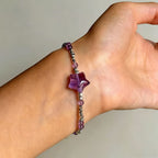 Natural Amethyst Bracelet, Simple Purple Star Women's Bracelet