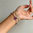 Natural Amethyst Bracelet, Simple Purple Star Women's Bracelet