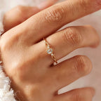 Bague délicate en aigue-marine naturelle en forme de goutte - Énergie positive