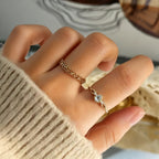 Bague délicate en aigue-marine naturelle en forme de goutte - Énergie positive