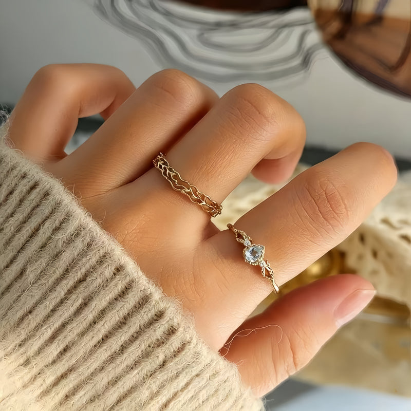 Delicate Teardrop Natural Aquamarine Ring - Positive Energy