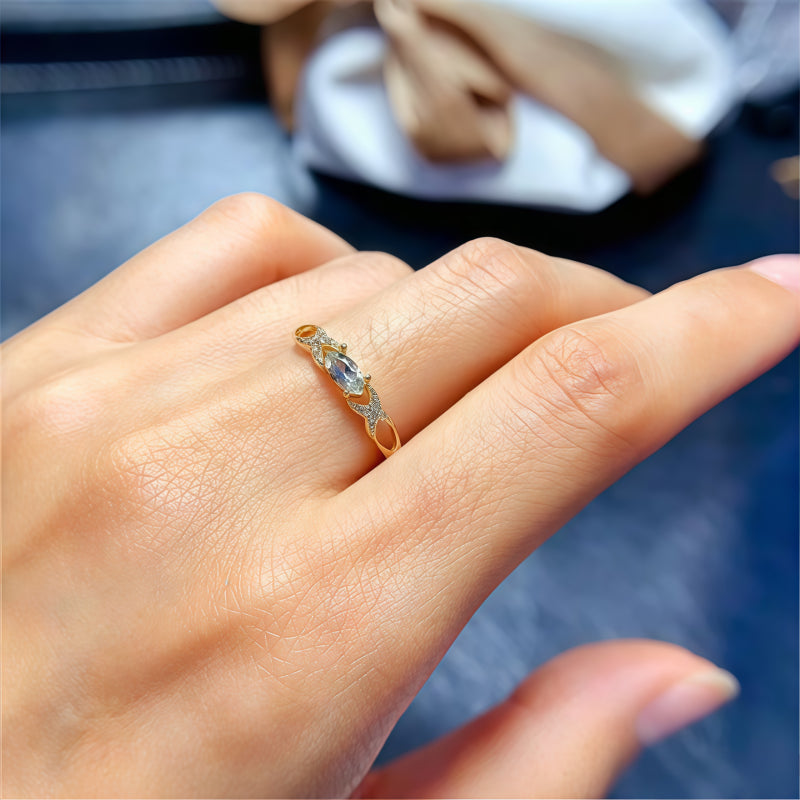 Natiural Aquamarine Intersection Ring - Clarity & Positive Flow