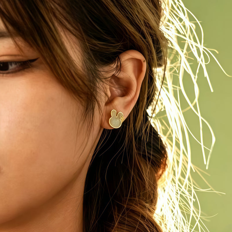 Bunny Natural  Hetian Jade Earrings - Purity and Gentle Fortune