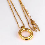 Vintage Double Circle Light Luxury Necklace, Elegant Daily Wear Jewelry