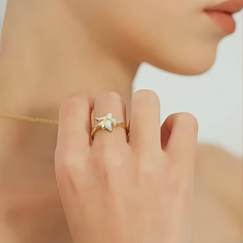 Polaris Mother-of-Pearl Open Ring - Guided by Light, Blessed by the Moon