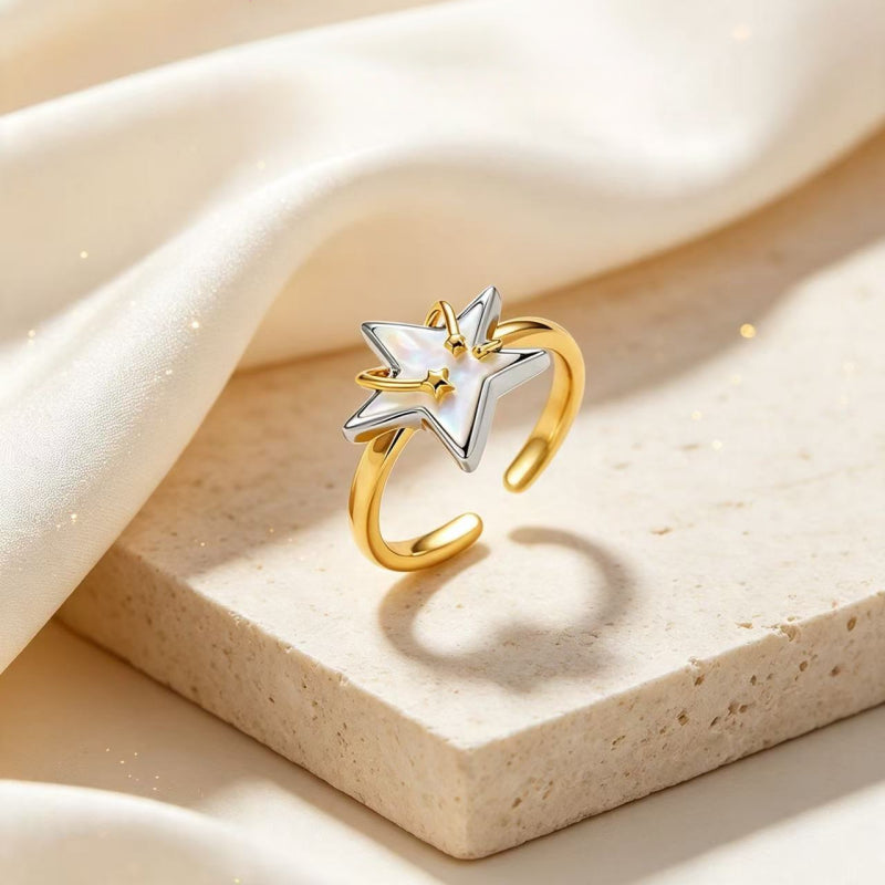 Polaris Mother-of-Pearl Open Ring - Guided by Light, Blessed by the Moon