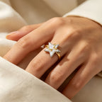 Bague ouverte Polaris en Nacre – Guidée par la Lumière, Bénie par la Lune