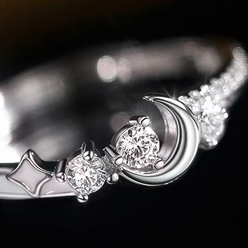 Bague ouverte Étoile et Lune – Portez votre fortune sous le ciel