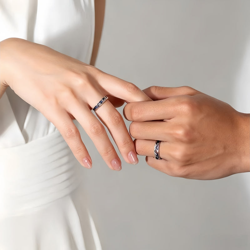 Starry Sky Sun Moon Couple Ring