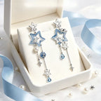 Ice Blue Star Falling Long Night Tassel Earrings - Embracing All Tenderness in Life