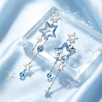 Ice Blue Star Falling Long Night Tassel Earrings - Embracing All Tenderness in Life