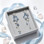 Ice Blue Star Falling Long Night Tassel Earrings - Embracing All Tenderness in Life