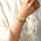 Natural Hetian Jade Square Fortune Plaque Bracelet, Ideal Blessings and Peace Gift