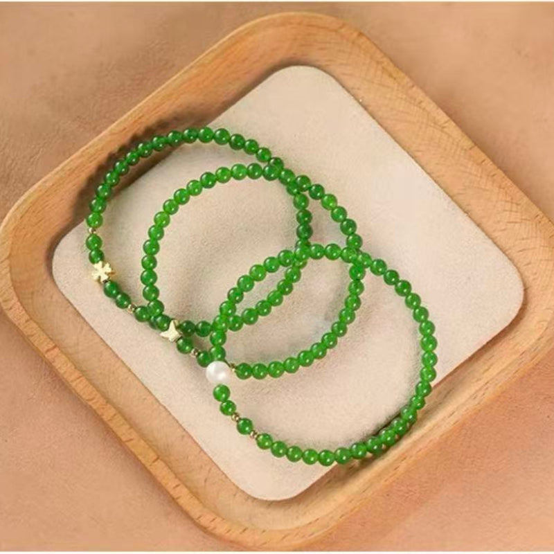 Natural Hetian Jade Lucky Clover/Pearl/Butterfly Bracelets - New Beginnings