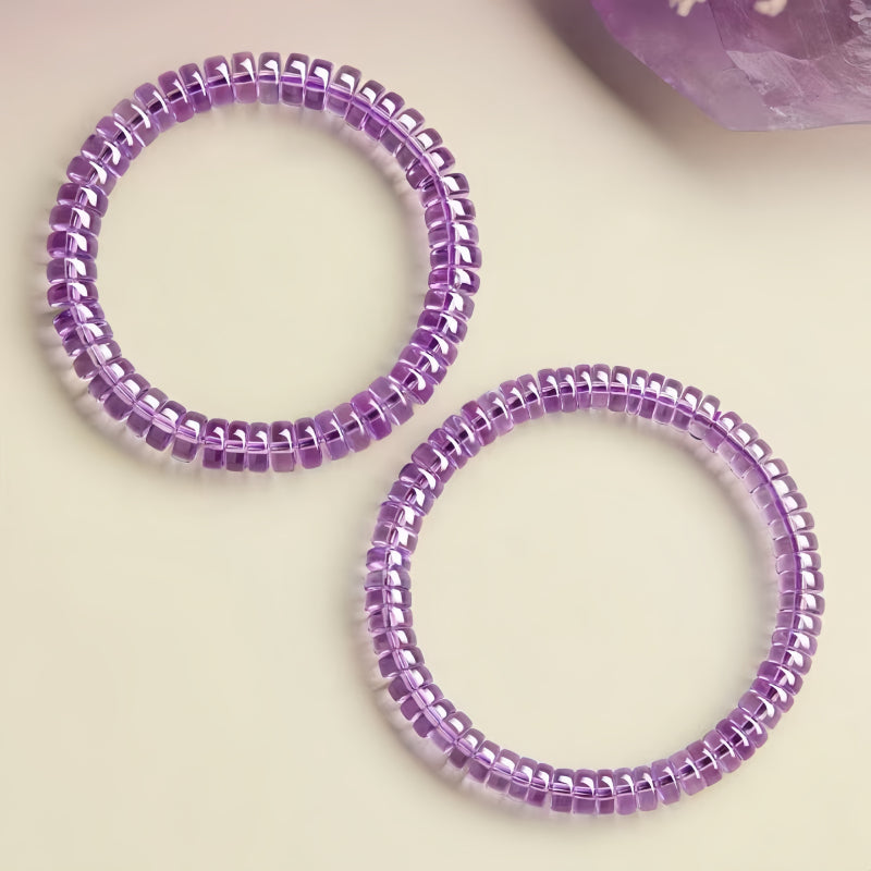Natural Amethyst Pill Bracelet - Wisdom and Calm