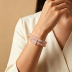 Natural Pink Bear Double Circle Crystal Bracelet - Good Relationships and Live Happily