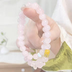 Natural Pink Bear Double Circle Crystal Bracelet - Good Relationships and Live Happily