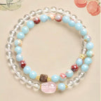 Natural Clear/Rose Quartz Shoushan Stone Lucky Charm Bracelet - Protection & Safety