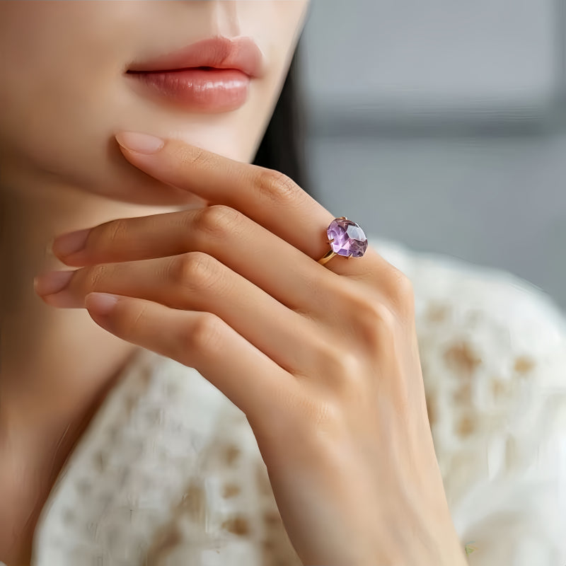Irregular Natural Amethyst Ring – Calm Mind, Deepen Intuition, Attract Peace