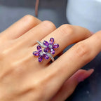 Bague Fleurs d'Améthyste Naturelle - Protection Discrète, Douce Sagesse