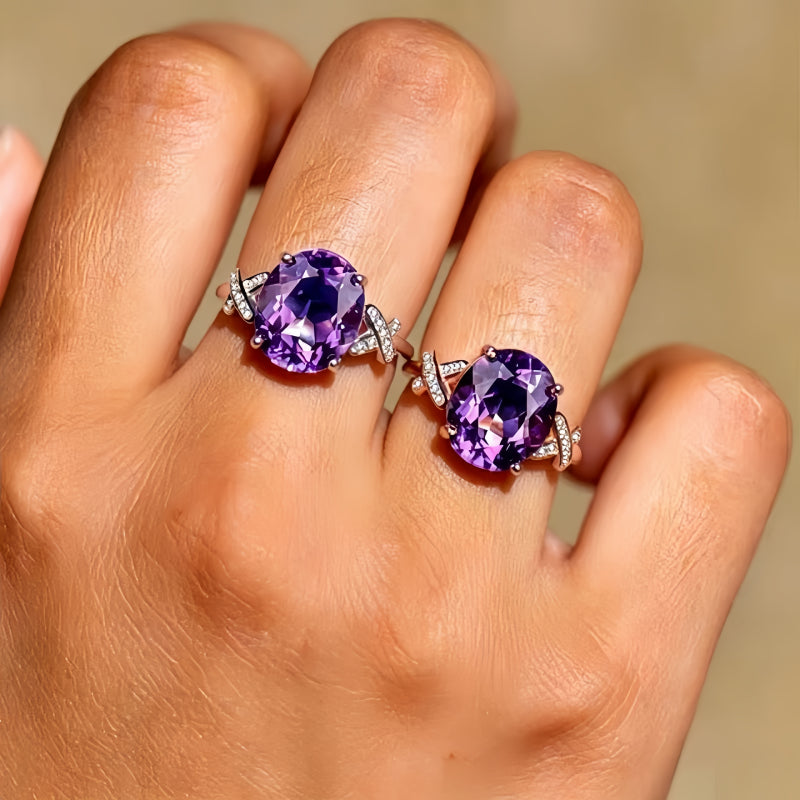 Bague énergétique en améthyste naturelle - Protection tranquille, sagesse douce