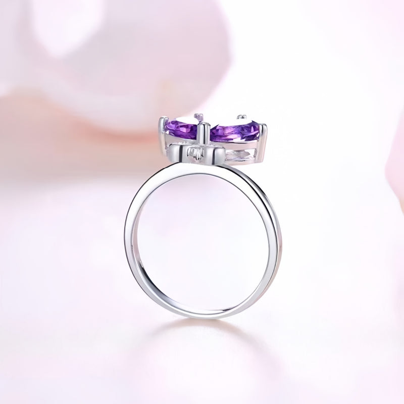Bague papillon en améthyste naturelle – Ancrez votre énergie, ouvrez-vous à la chance