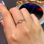 Bague Cœur en Aigue-marine Pierre de Naissance – Courage, Paix et Purificateur d'Énergie Négative