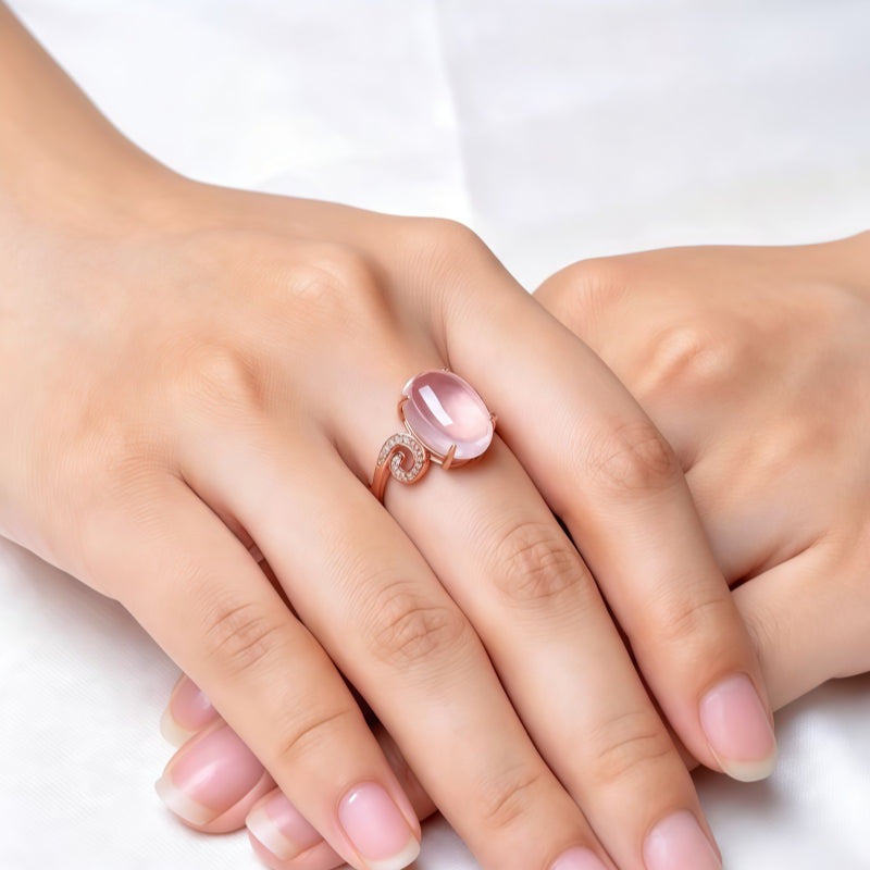 Natural Pink Crystal Ring - Calms Heart, Attracts Affection