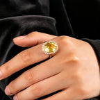 Big Natural Crystal Citrine Ring - Inner Prosperity, Wealth and Good Fortune