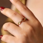 Bague vintage en cristal de citrine naturelle - Succès et confiance en soi
