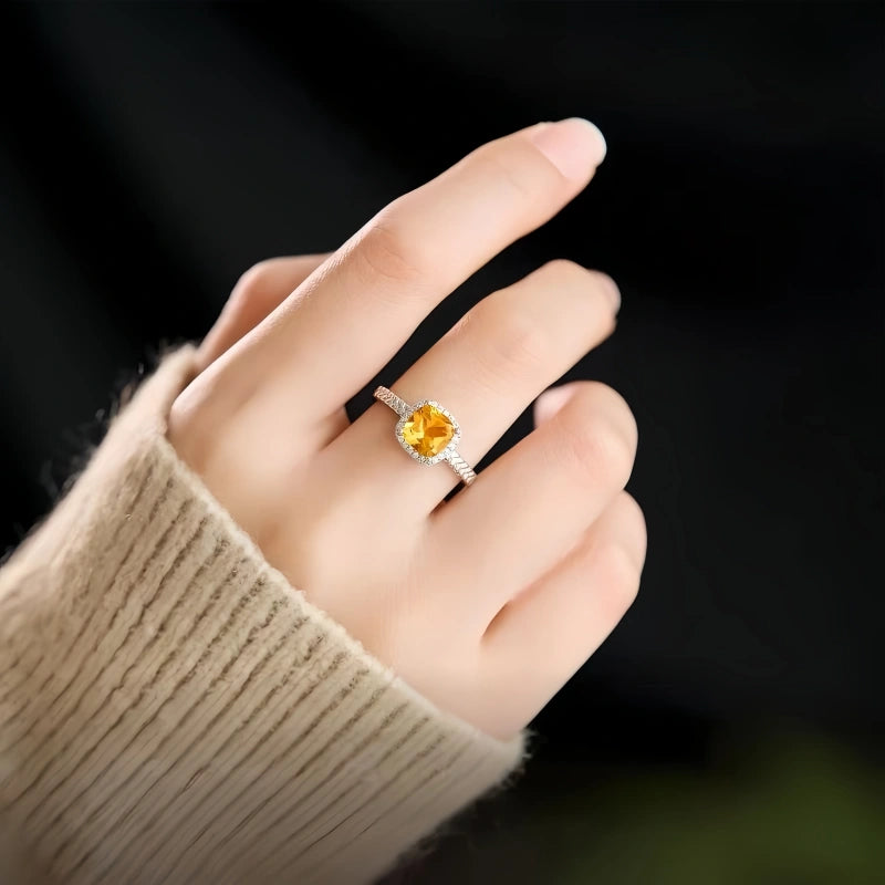 Bague porte-bonheur en citrine naturelle
